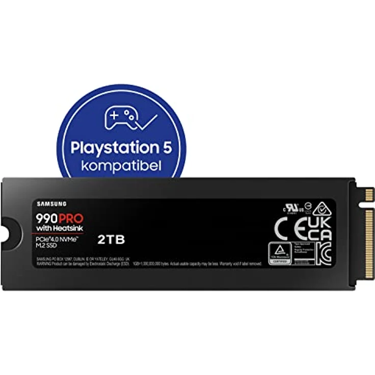 Samsung 990 PRO Heatsink M.2 NVMe SSD (MZ-V9P2T0CW), 2 TB, PCIe 4.0, 7.450 MB/s Lesen, 6.900 MB/s Schreiben, SSD mit Kühlkörper und RGB-Licht für Konsolen-Gaming und Videobearbeitung – Bild 2