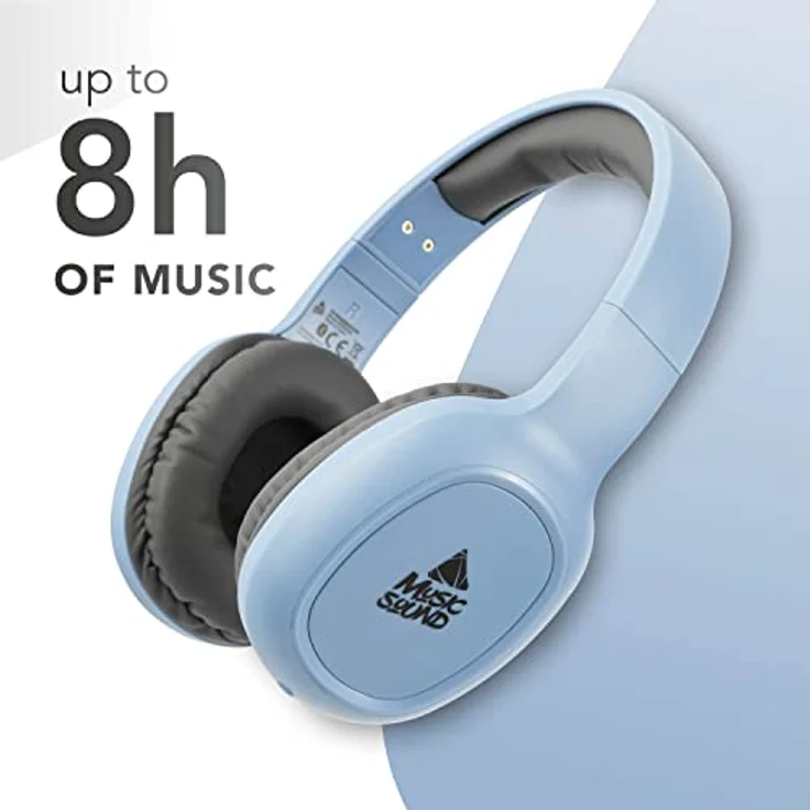 Music Sound | Bluetooth Kopfhörer Basic | Ohrmuschel-Bluetooth-Kopfhörer mit Ausziehbarem Kopfband – 8 Stunden Akkulaufzeit – 2 Stunden Ladezeit – LED-Anzeige und AUX-Eingang – Farbe Blau – Bild 5