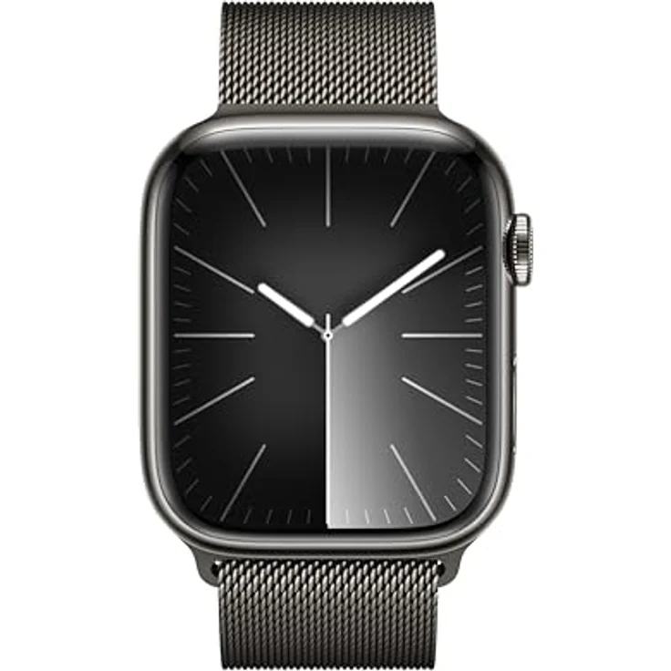 Apple Watch Series 9 GPS + Cellular, 45 mm Edelstahlgehäuse Graphit, Milanaise Armband Graphit – Bild 2