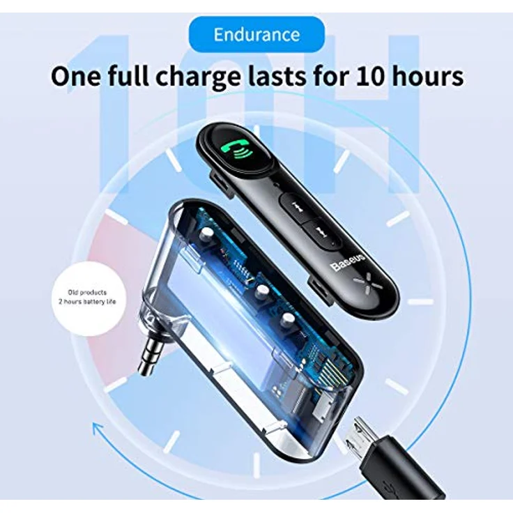 Baseus BSBA-02, Bluetooth AUX-Sender mit Bluetooth 5.0, 10m Reichweite und integriertem Mikrofon – schwarz – Bild 5