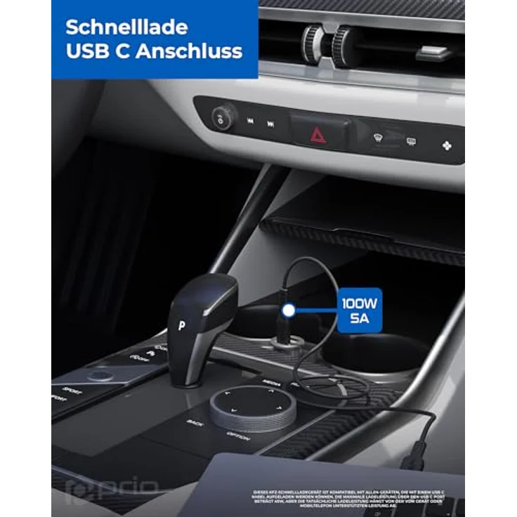 Prio KFZ-Schnellladegerät 45W PD PPS (USB C) + 45W (USB A), silber, duales Laden für Smartphones und Laptops – Bild 5