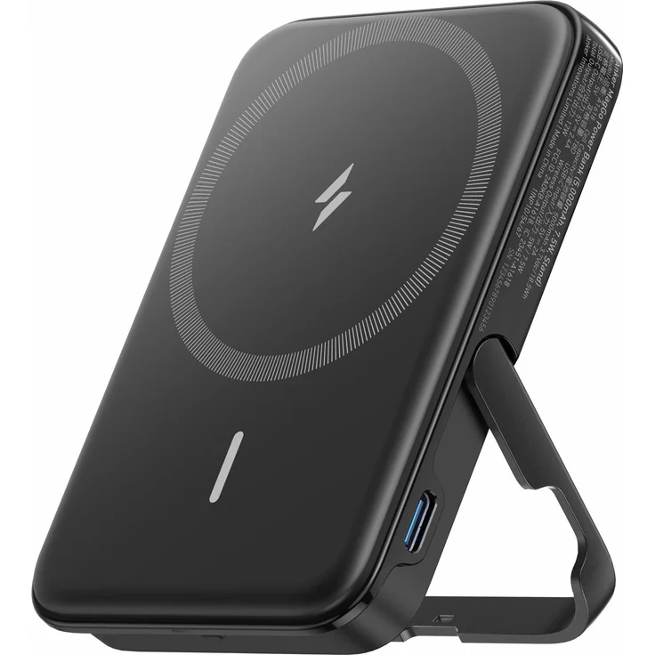 Anker 322magGo wireless magnatic Power Bank 5000mAh 7,5W with stand black (5000 mAh, 12 W, 18.50 Wh), Powerbank, Schwarz – Bild 1