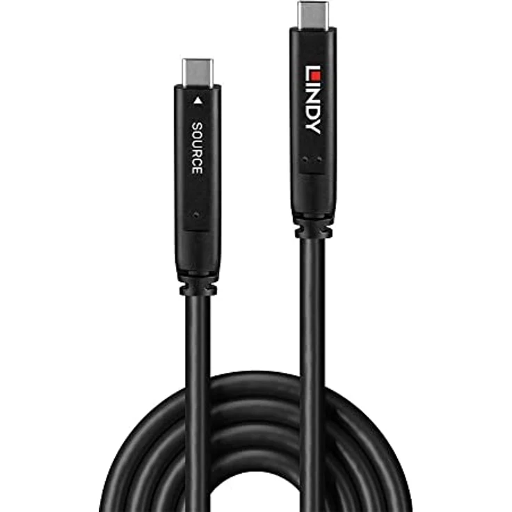 LINDY 10m USB 3.2 Gen 1 & DP 1.4 Typ C Hybrid Cable, Schwarz, Plug & Play, hohe Abhörsicherheit, ideal für Konferenzräume und LFDs – Bild 2