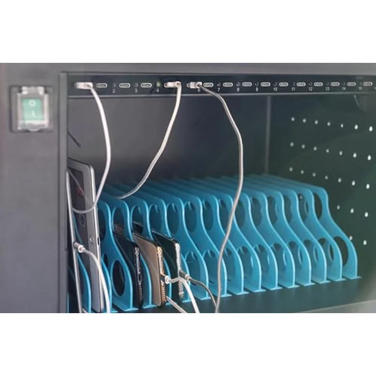 DIGITUS Mobiler Ladeschrank - 16 USB-C Lade-Plätze - Bis 14 Zoll - Tür mit elektr. Verriegelung – Bild 5