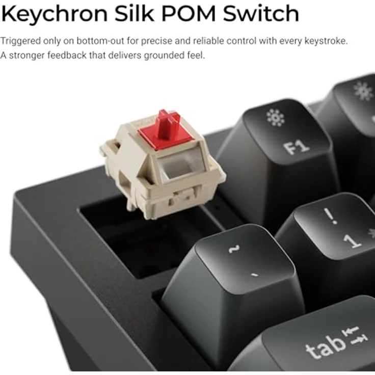 Keychron Q6 Ultra 8K, Kabellose mechanische Tastatur mit Vollmetallgehäuse, 100% ISO-DE-Layout, 8000 Hz Abtastrate, RGB-Beleuchtung, Bluetooth 5.3, Silk POM Red-Schalter – Bild 5