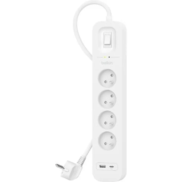 Belkin, Steckdosenleiste, Surge Protection with USB C 4 Outlet (4 x, USB A, 2 m)