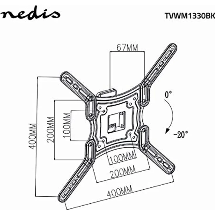 NEDIS Vollbewegliche-TV-Wandhalterung - 23-55" - 30 kg - kippbar - drehbar - Schwarz – Bild 4