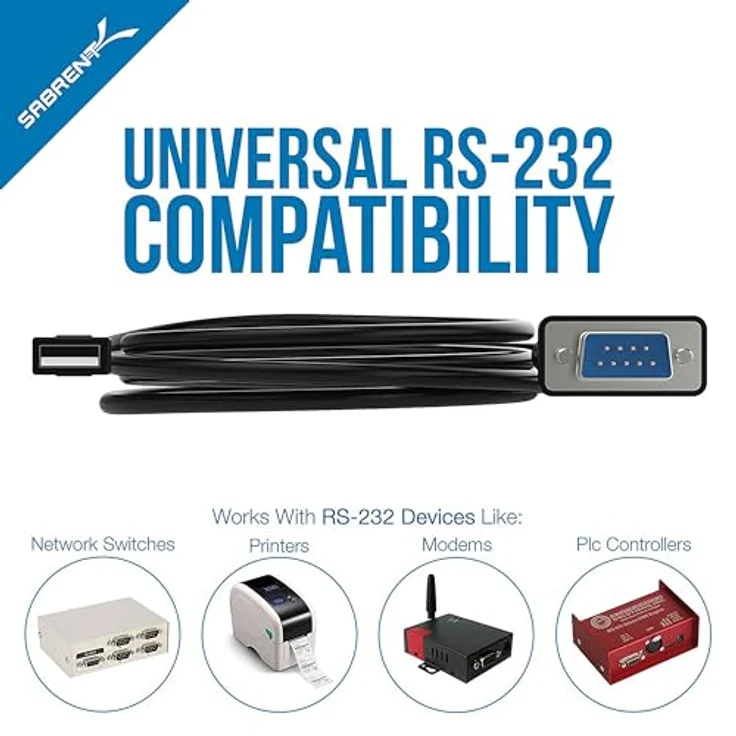 Sabrent Serial - Kabel USB 2.0 zu Seriell (9-polig) DB-9 RS-232 Adapterkabel 6ft(182cm) Kabel [FTDI Chipsatz] (CB-FTDI) – Bild 4