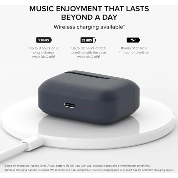 Creative Zen Air Plus, In-ear Bluetooth Kopfhörer mit Anti-Schweiß Technologie, ANC, 8h Akkulaufzeit, kabellos, Blau – Bild 7