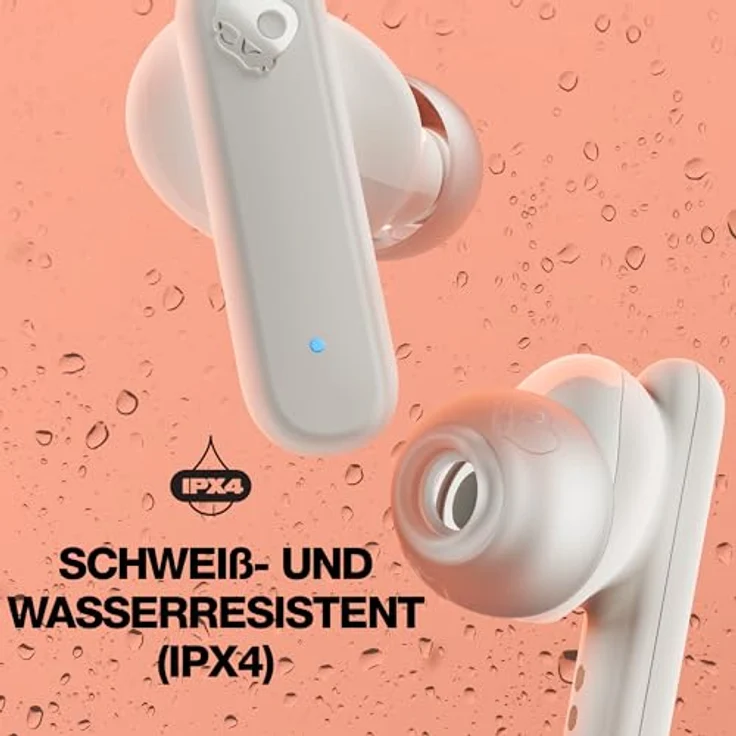 Skullcandy Smokin' Buds In-Ear Wireless-Kopfhörer, 20 Std. Akkulaufzeit, Mikro, Knochen/Orange-Glühen – Bild 5