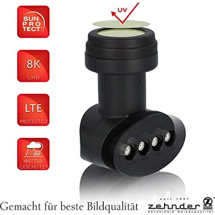 Zehnder Quattro LNB für Multischalter mit Sun Protect UV Schutz und Wetterschutzkappe zum herausziehen - 40mm Feed - 4K Ultra HD - Satellite LNB - Digital - 4G 5G LTE Abschirmung| BX-3003 – Bild 2