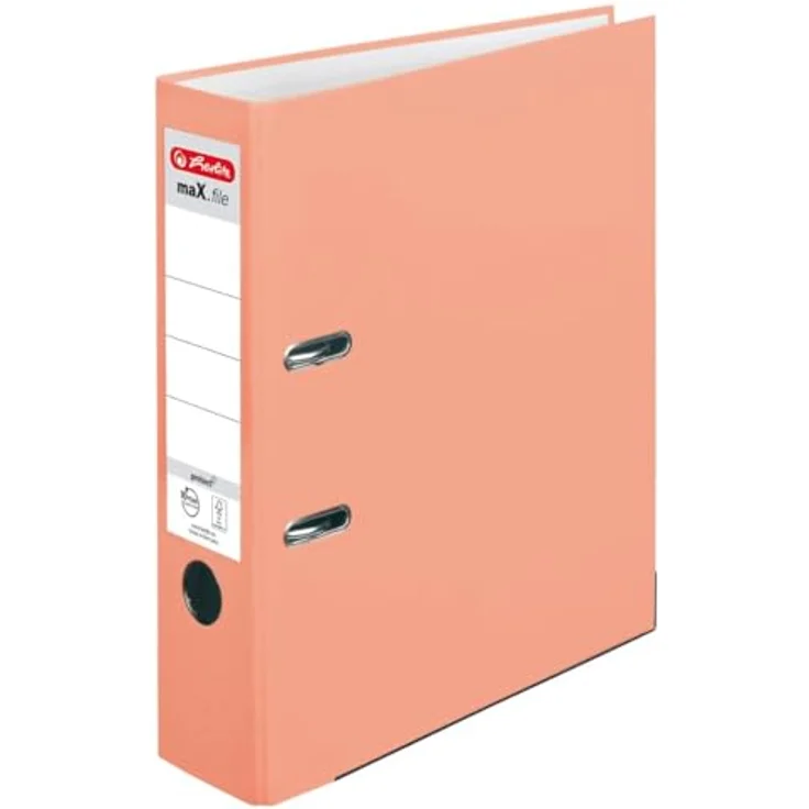 Herlitz Aktenordner maX.file protect A4 8cm lachs, PP-Kunststoffbezug, Forest Stewardship Council (FSC) – Bild 2