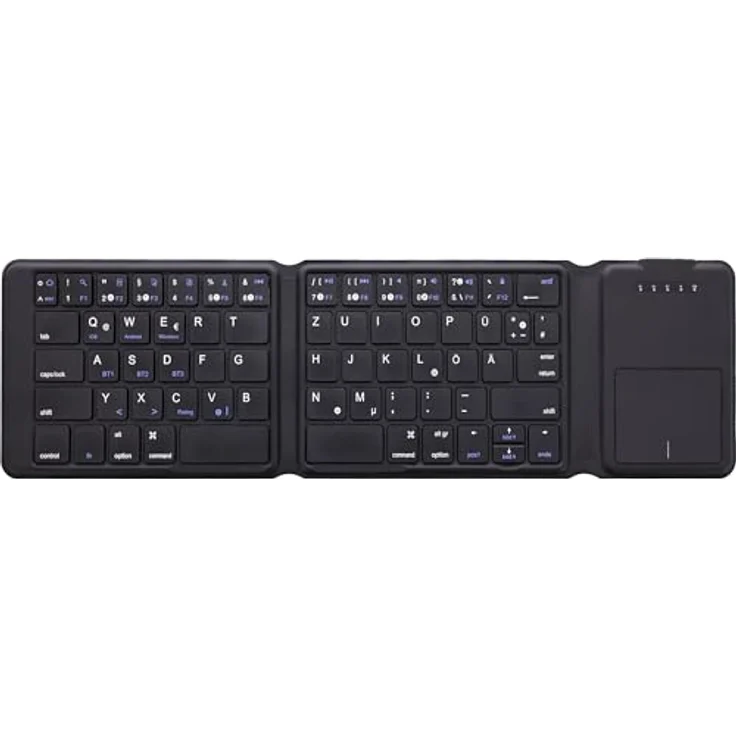InLine Faltbare Bluetooth Tastatur mit Touchpad, kabellos, QWERTZ Layout, kompakt und leicht, schwarz, 55379B – Bild 2