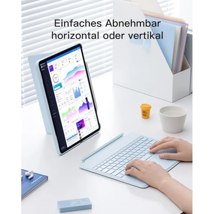 Inateck Tastatur Hülle Kompatibel mit iPad Air 13 Zoll (2024), iPad Pro 12.9 Zoll 6/5/4/3 Gen, Hoch-/Querformat Ständer, Abnehmbare Touchpad mit 7-Farbiger Hintergrundbeleuchtung, QWERTZ-Layout,KB04118 – Bild 4