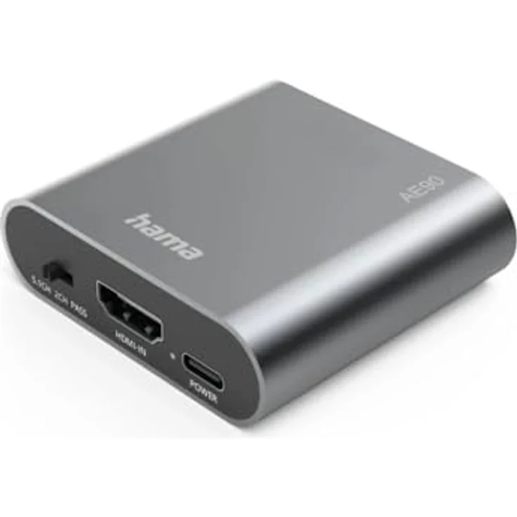 Hama "AE90" HDMI-Audio Extractor, 4K HDMI zu Audio mit Toslink und 3,5mm Klinke, silber – Bild 1