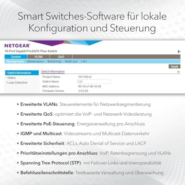 Netgear 28PT GE POE+ SMART SWITCH (28 Ports), Netzwerk Switch, Grau – Bild 4