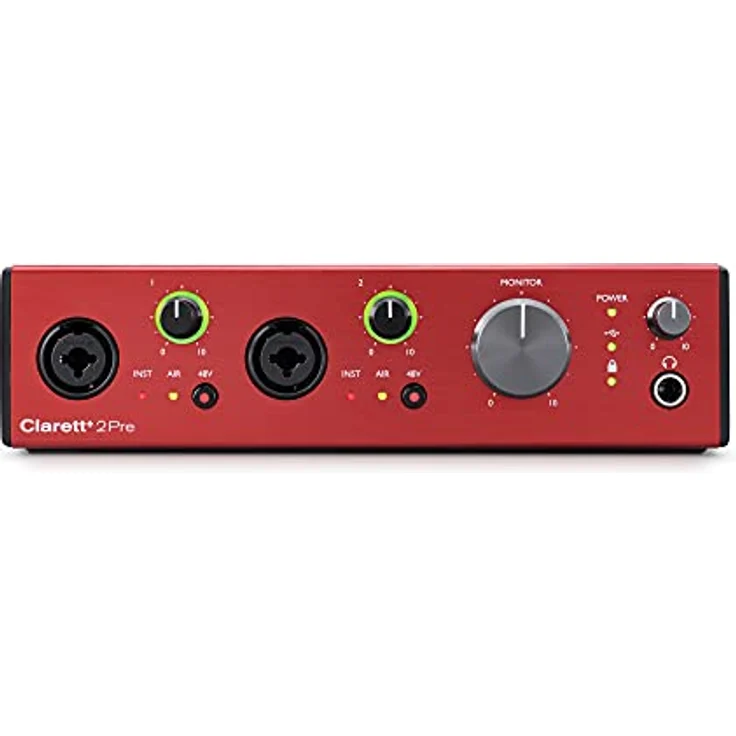 Focusrite Clarett+ 2Pre Audio-Interface mit USB-C-Bus für die Musikproduktion, mit zwei professionellen Vorverstärkern und leistungsstarken, transparent klingenden Kopfhörerausgängen/Hi-Z-Eingängen – Bild 1