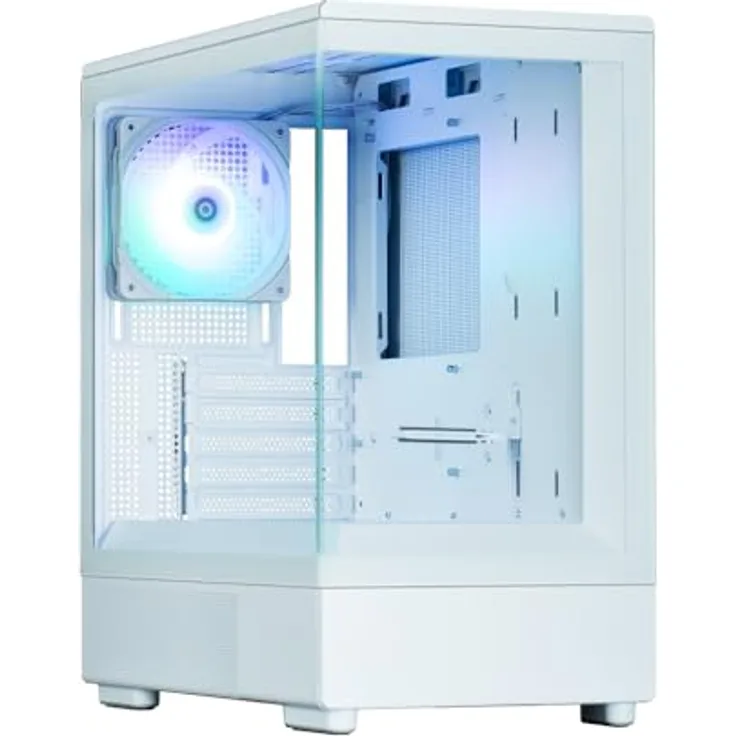Zalman P10 Mini Tower PC-Gehäuse (weiß) mit gehärtetem Glas und ARGB-Lüfter