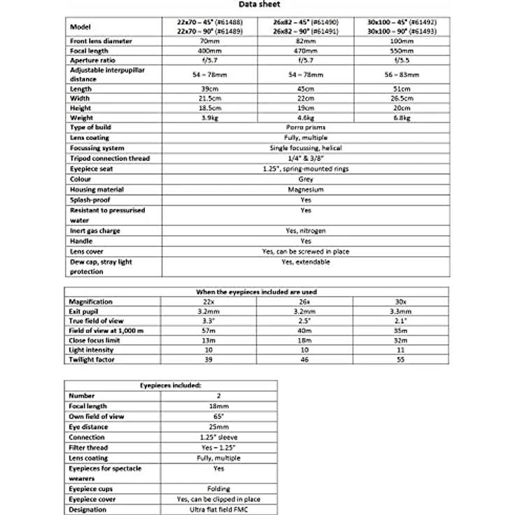 Omegon Brightsky 30x100 Fernglas, 45° Einblick, wasserdicht, magnesiumleicht, wechselbare Okulare – Bild 2