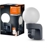 LEDVANCE Smart+ Kamera Globe E27, Außenleuchte mit HD Live Bildübertragung, Schwarz, max. 15 W, steuerbar über App