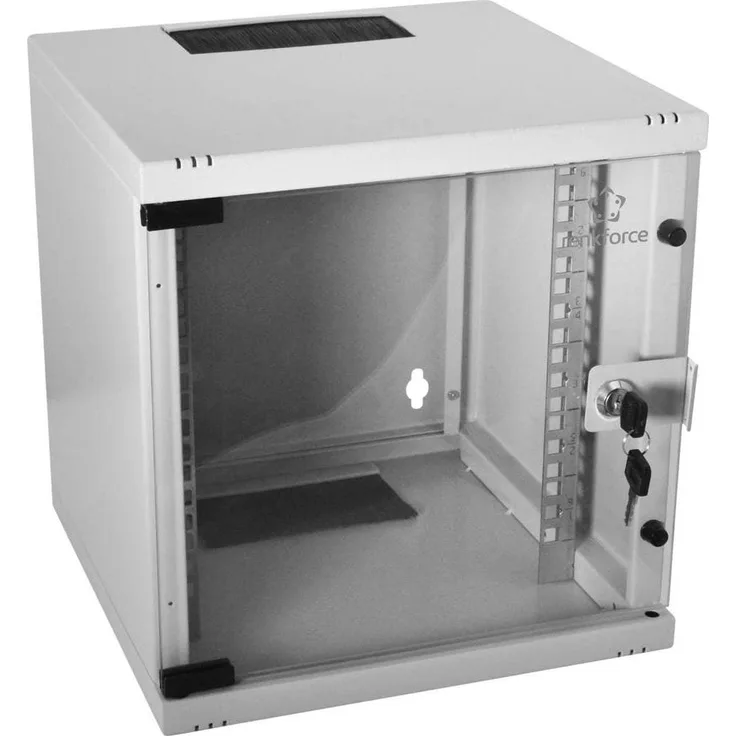 Renkforce Netzwerk-Wandeinbauschrank 6 HE 10”³ (5.71 HE), Serverschrank, Grau - Hochwertiger Schrank mit abschliessbarer Sicherheitsglas-Tür