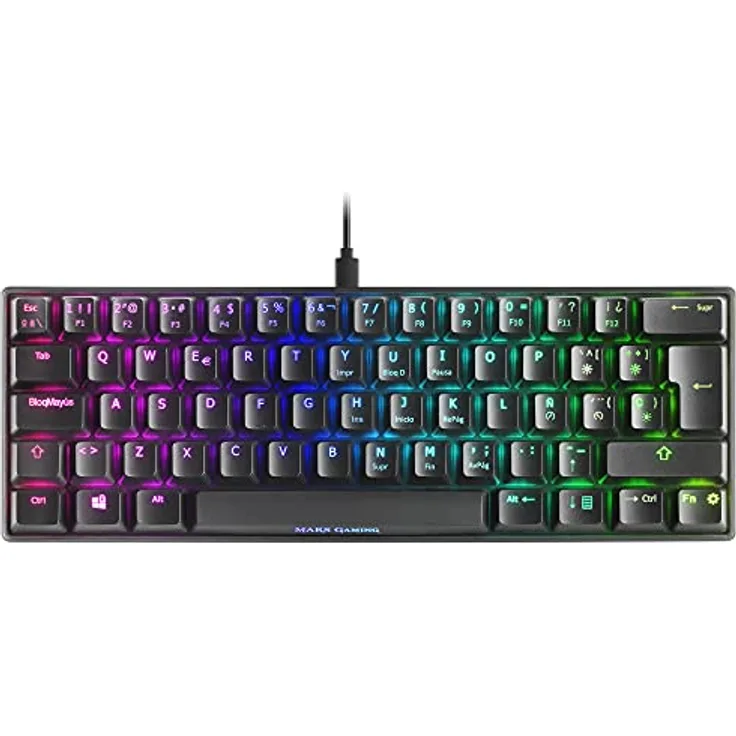 Mars Gaming MKMINIBES, Ultra-Kompakte Mechanische Tastatur, Full RGB Chroma, Schalter OUTEMU PRO Blau, Schwarz, Spanisch Sprache