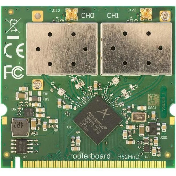 MikroTik R52HnD, Hochleistungs-Dual-Band miniPCI Netzwerkkarte mit 400 mW, Grün