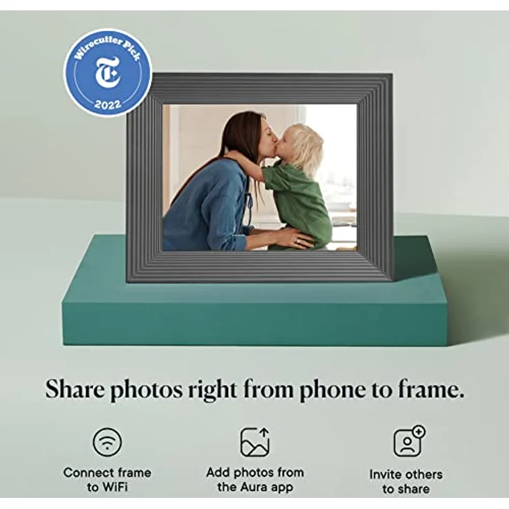 Aura Mason Intelligenter digitaler Bilderrahmen 9 Zoll HD WLAN Cloud Digitaler Fotorahmen, Kostenloser unbegrenzter Speicherplatz, Fotos von überall aus senden – Graphite – Bild 2