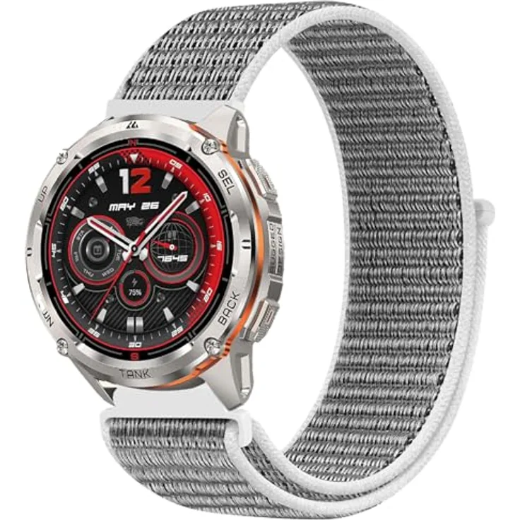 GIOPUEY Nylon Armband für KOSPET Tank T3 Ultra 2, 22mm, geflochtenes Sport Loop Uhrenarmband, atmungsaktiv und verstellbar, Grau