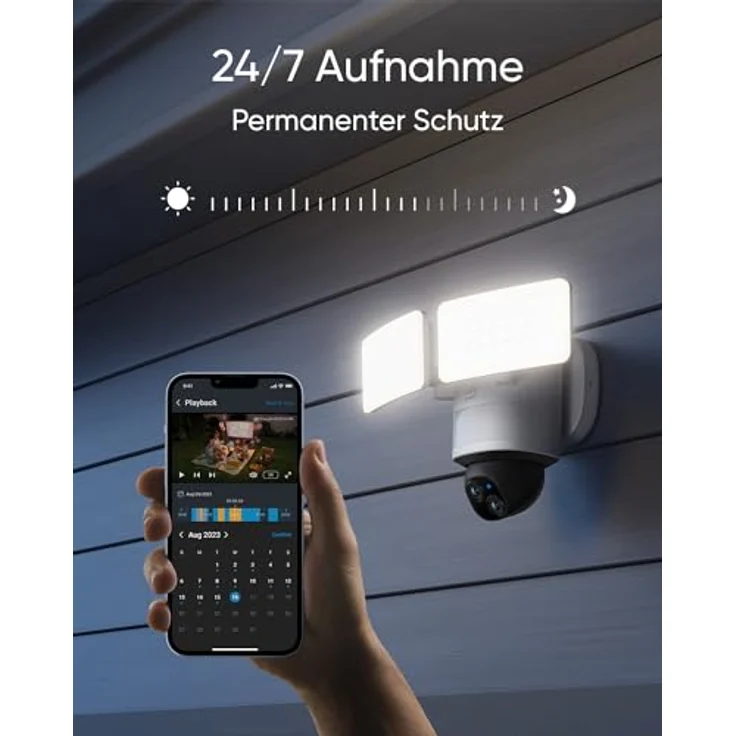 eufy Security Floodlight Camera E340, 360° Schwenk- & Neigefunkt., 24/7 Aufnahme, Dual-Band Wi-Fi, 2.000 Lumen, Bewegungsaktiviert, Dual-Kamera, HomeBase 3-kompatibel, Lokaler Speicher, Keine Gebühren – Bild 5