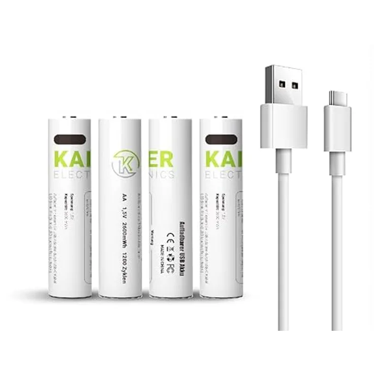 KAISER ELECTRONICS USB-C Lithium-Ionen-Akku (AAA) - Hochwertig und langlebig, in nur 1,5h vollständig aufladbar, mit LED Ladeanzeige