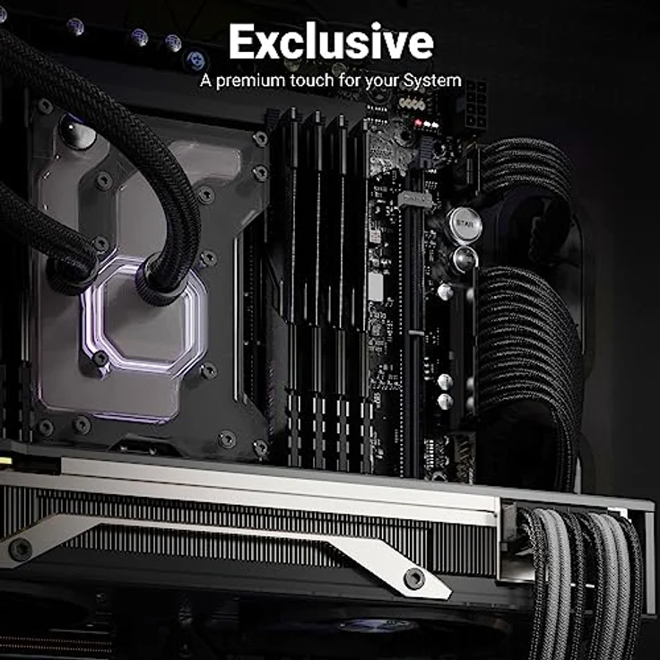 deleyCON 6+2 Pin PCI Express GPU Grafikkarte Strom Kabel Intern 30cm - 18 AWG PSU PC Computer Netzteil Nylon Stromkabel Stromversorgung Stecker auf Buchse - Schwarz Grau – Bild 5
