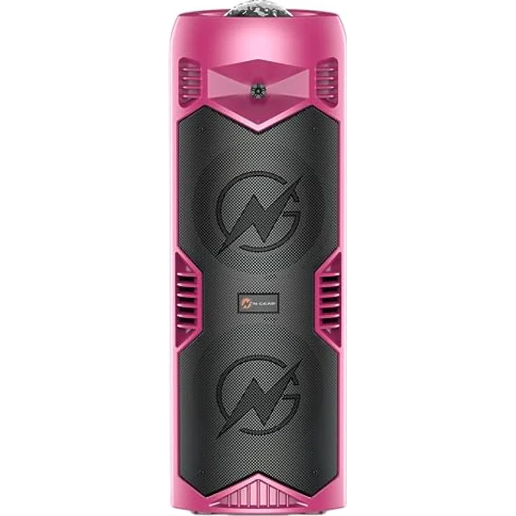 N-Gear Let's Go Party 5150 Rosa - Tragbarer Bluetooth Lautsprecher - drahtloser 200 Watt Karaoke Partybox mit licht und integriertem Mikrofon - 5 Stunden Spielzeit – Bild 2