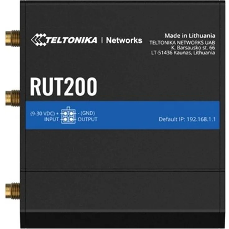Teltonika RUT200 Industrial Cellular Router, WLAN-Router N Standard 802.11n, WWAN 2,4 GHz, 4G, 2G, 3G, DIN-Schienenmontage, inkl. EU PSU