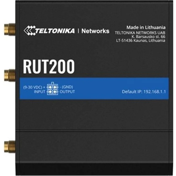 Teltonika RUT200 Industrial Cellular Router, WLAN-Router N Standard 802.11n, WWAN 2,4 GHz, 4G, 2G, 3G, DIN-Schienenmontage, inkl. EU PSU