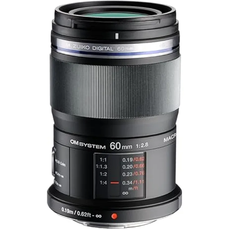 OM SYSTEM M.Zuiko ED 60 mm f/2.8-22, Makro Objektiv für Micro-Four-Thirds, Staub- und spritzwassergeschützt, Schwarz