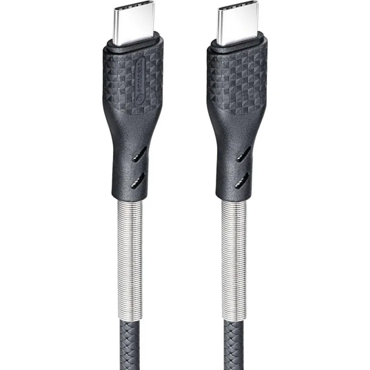 Forcell F-Energy USB-C auf USB-C Kabel 100W, Schnellladekabel mit E-MARK Chip, schwarz, 1m