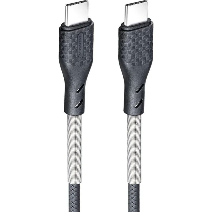 Forcell F-Energy USB-C auf USB-C Kabel 100W, Schnellladekabel mit E-MARK Chip, schwarz, 1m