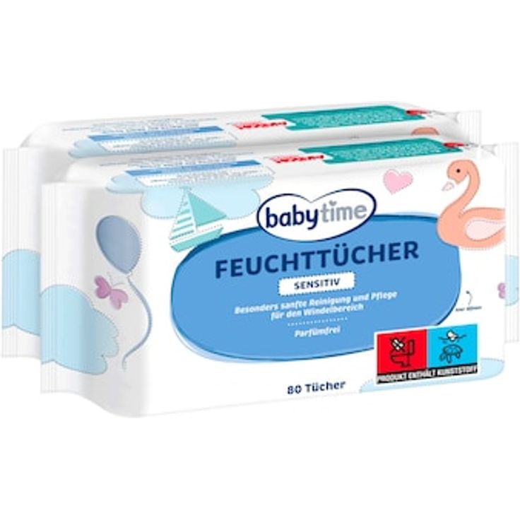 Babytime Feuchttücher Sensitiv, 2er Pack