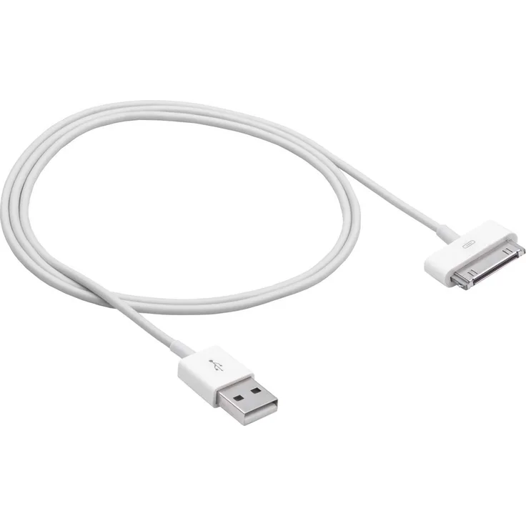 Akyga AK-USB-08, USB 2.0 Kabel für Apple 30-polig, 1 m, weiß, Sync- und Ladekabel