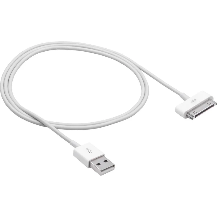 Akyga AK-USB-08, USB 2.0 Kabel für Apple 30-polig, 1 m, weiß, Sync- und Ladekabel