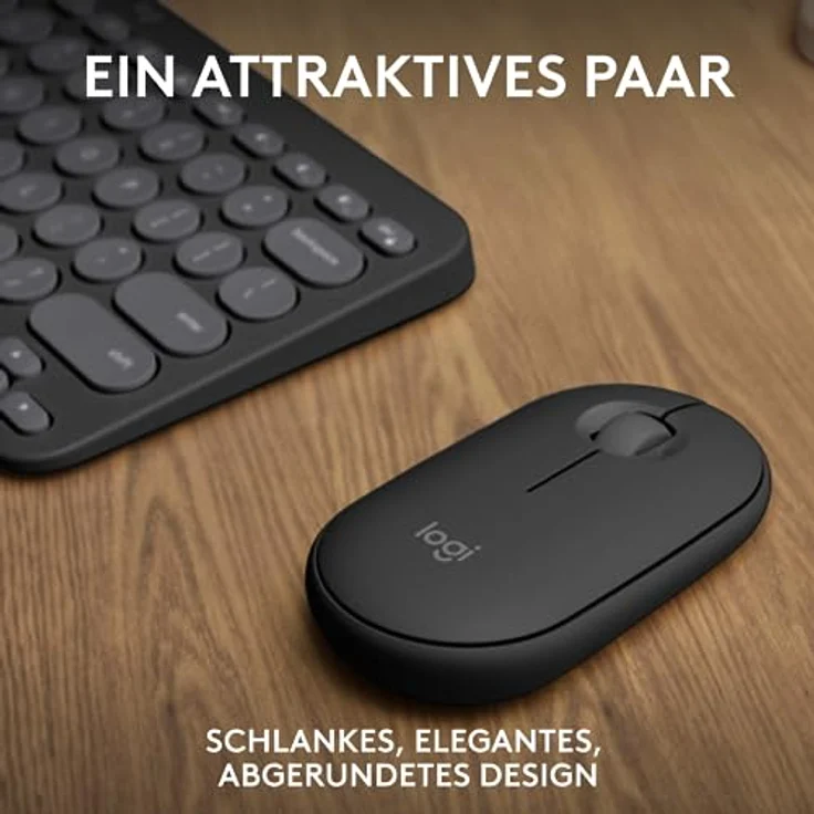 Logitech Pebble 2 Combo, kabellose Tastatur und Maus, leise und mobil, anpassbar, Logi Bolt, Bluetooth, Easy-Switch für Windows, macOS, iPadOS, Chrome, Deutsches QWERTZ-Layout, Grafit – Bild 2