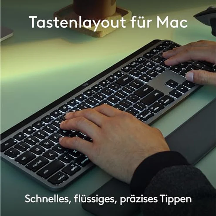 Logitech MX Keys S for Mac (DE, Kabellos), Tastatur, Grau mit Apple-Oberflächen und Logi Options+ Smart Actions – Bild 2