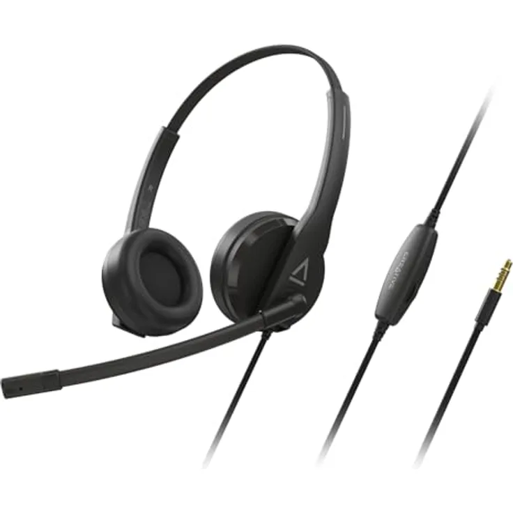 Creative HS-230 Headset, USB‑A & 3,5 mm Klinke, 40 mm Neodym‑Treiber, leichtes Design, Noise-Cancelling Mikrofon, schwarz
