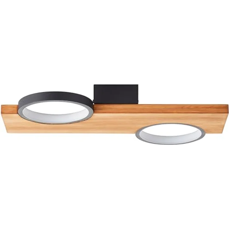 Brilliant Lampe Cheesy LED Deckenleuchte 40x25cm matt schwarz/holz braun 14 W LED integriert, Energieeffizientes warmweißes Licht, nachhaltiges Holz - FSC-zertifiziert – Bild 2