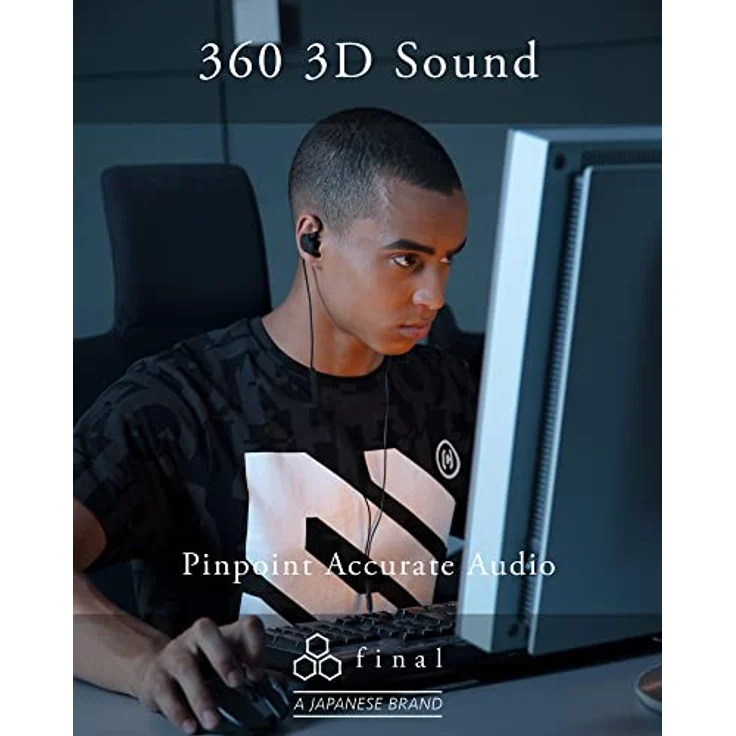 final VR3000 Gaming-Kopfhörer für Immersives, Räumliches Gaming - Open World Adventure Gaming, Virtual Reality & Räumliche Spielumgebungen - In-Line Mikrofon und Steuerung - Schwarz – Bild 2