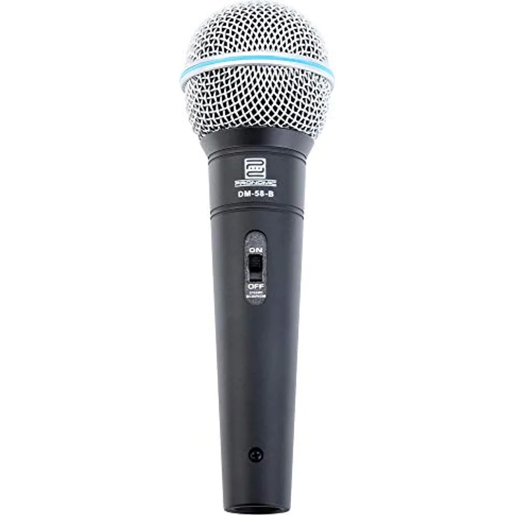 Pronomic DM-58-B Dynamisches Gesangs Mikrofon mit Schalter (Für Sprache, Gesang und Instrumente, Richtcharakteristik: Superniere, Frequenzgang: 70-16.000 Hz, inkl. Tasche, Klemme, Reduziergewinde) – Bild 2