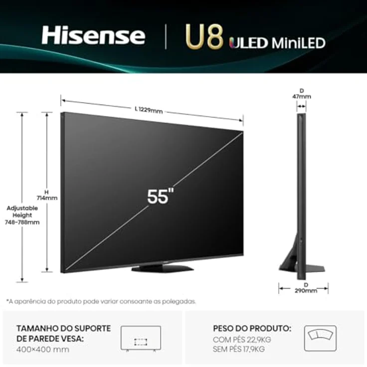 Hisense 55U8Q Mini LED ULED TV mit Dolby Vision IQ, HDR10+ Adaptive, 4K AI Upscaler & VIDAA Smart OS – Bild 6