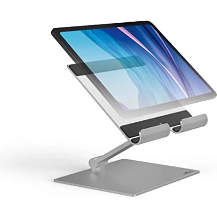 Durable Tischständer für Tablet/Smartphone, stufenlos höhen- und winkelverstellbar, faltbar, silber, 894023