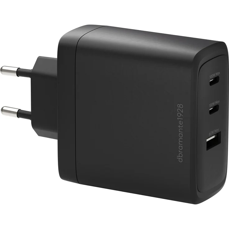 dbramante1928 CI10EUBL7230, USB Ladegerät mit 100W Leistung und 2 USB Typ-C Anschlüssen, Schwarz